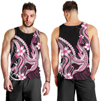 Pink Black Aloha Hawaii Men Tank Top Polynesian Shark Tattoo Plumeria