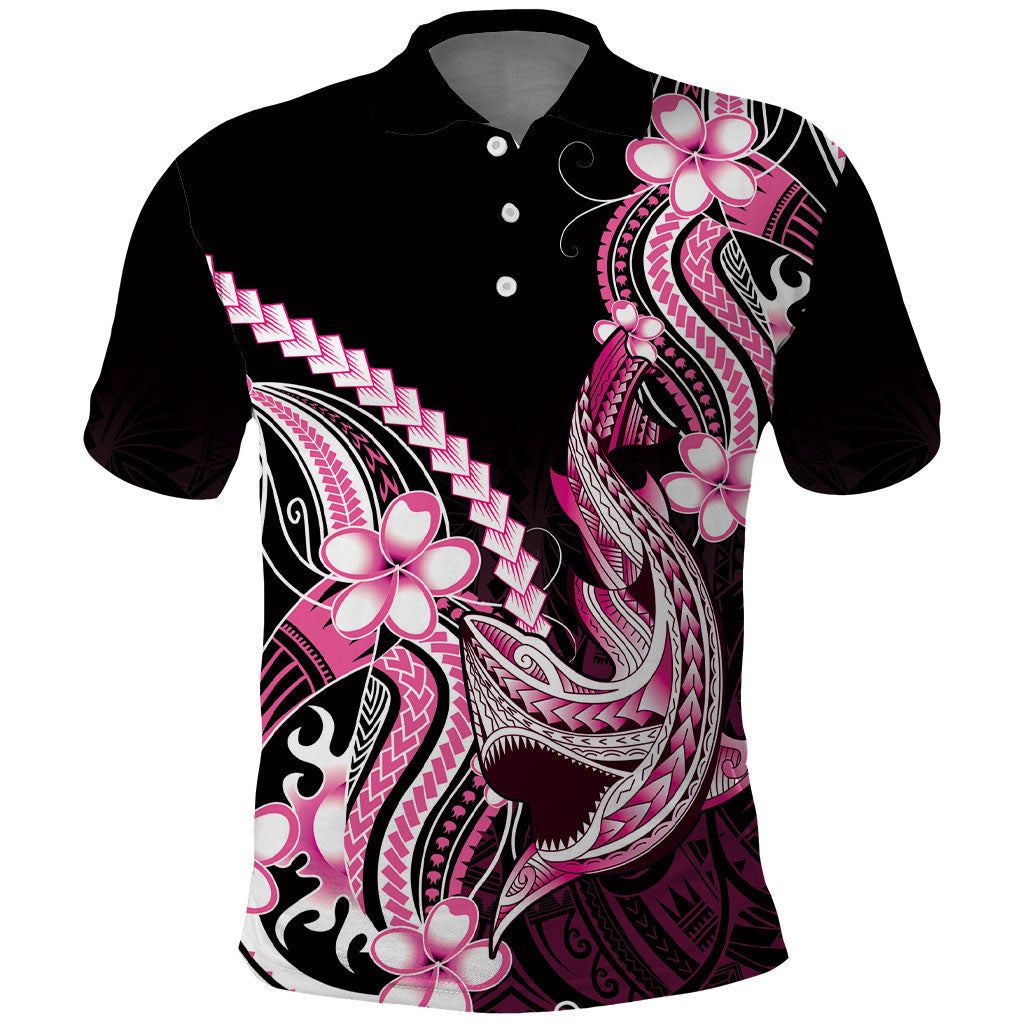 Pink Black Aloha Hawaii Polo Shirt Polynesian Shark Tattoo Plumeria LT14 Pink - Polynesian Pride