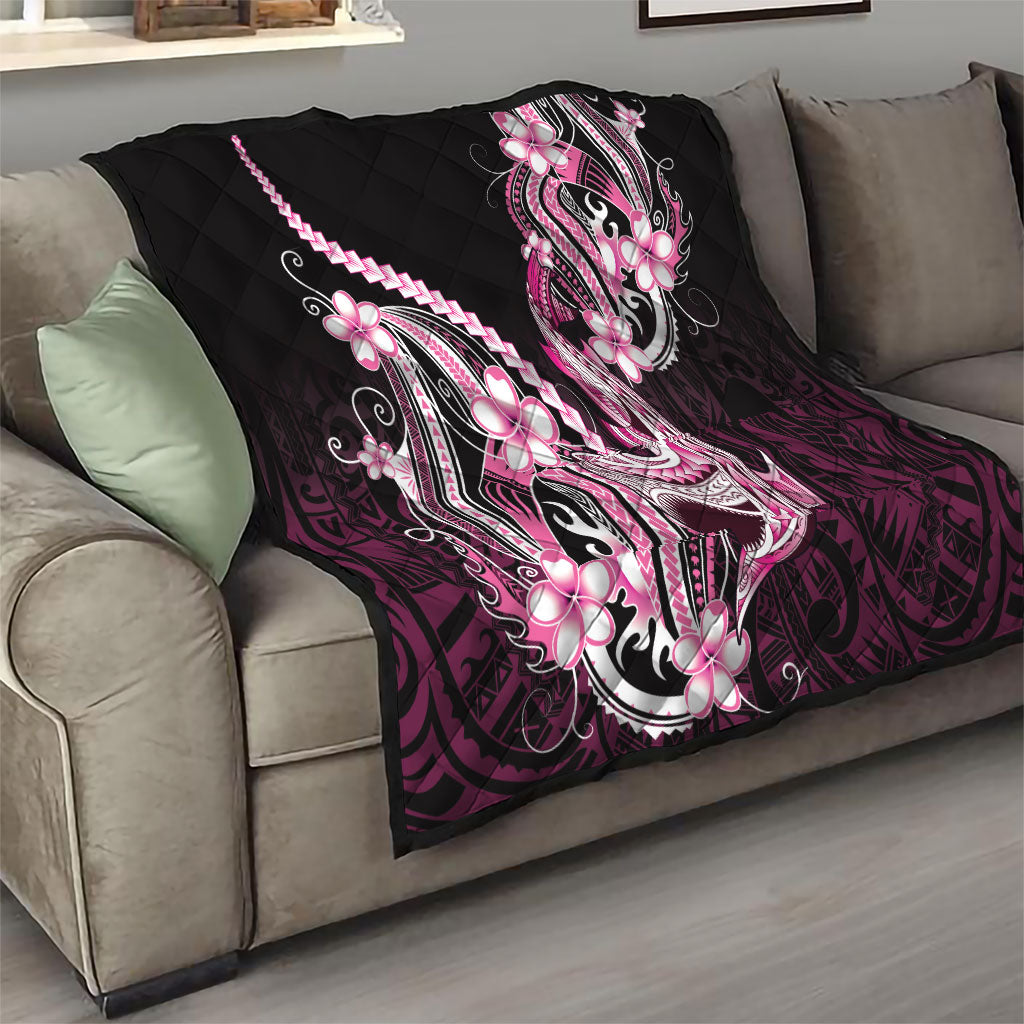 Pink Black Aloha Hawaii Quilt Polynesian Shark Tattoo Plumeria