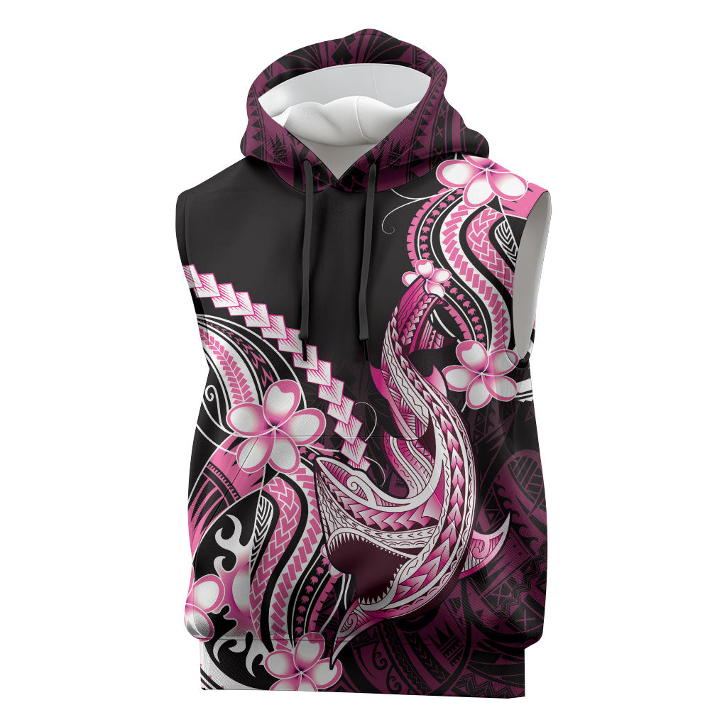 Pink Black Aloha Hawaii Sleeveless Hoodie Polynesian Shark Tattoo Plumeria LT14 Pink - Polynesian Pride