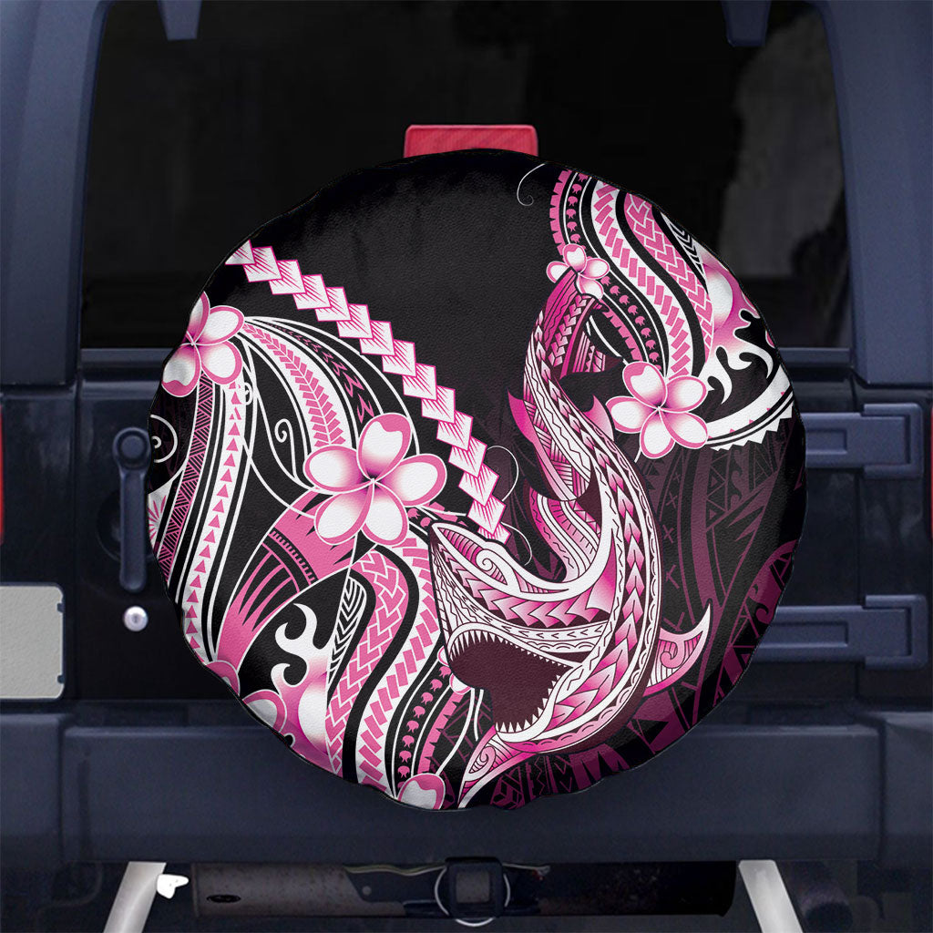 Pink Black Aloha Hawaii Spare Tire Cover Polynesian Shark Tattoo Plumeria