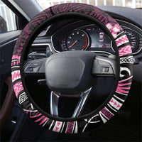 Pink Black Aloha Hawaii Steering Wheel Cover Polynesian Shark Tattoo Plumeria