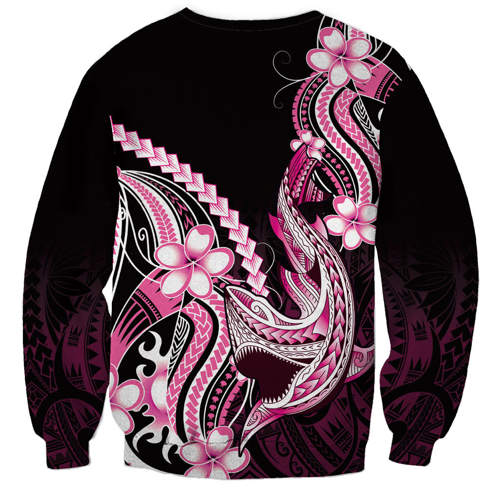 Pink Black Aloha Hawaii Sweatshirt Polynesian Shark Tattoo Plumeria