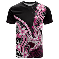 Pink Black Aloha Hawaii T Shirt Polynesian Shark Tattoo Plumeria