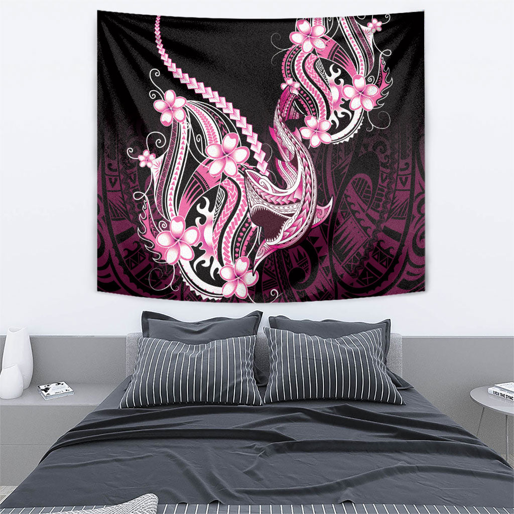 Pink Black Aloha Hawaii Tapestry Polynesian Shark Tattoo Plumeria