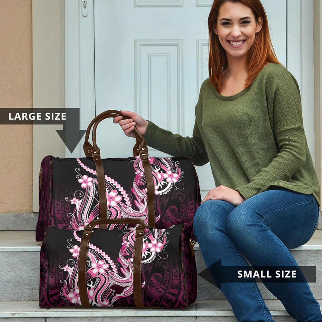 Pink Black Aloha Hawaii Travel Bag Polynesian Shark Tattoo Plumeria
