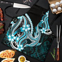 Blue Black Aloha Hawaii Apron Polynesian Shark Tattoo Plumeria