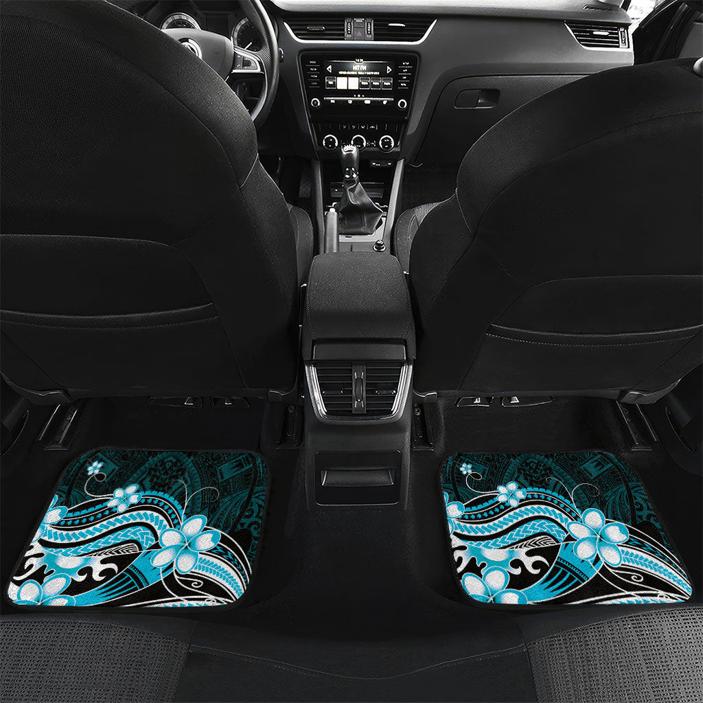 Blue Black Aloha Hawaii Car Mats Polynesian Shark Tattoo Plumeria