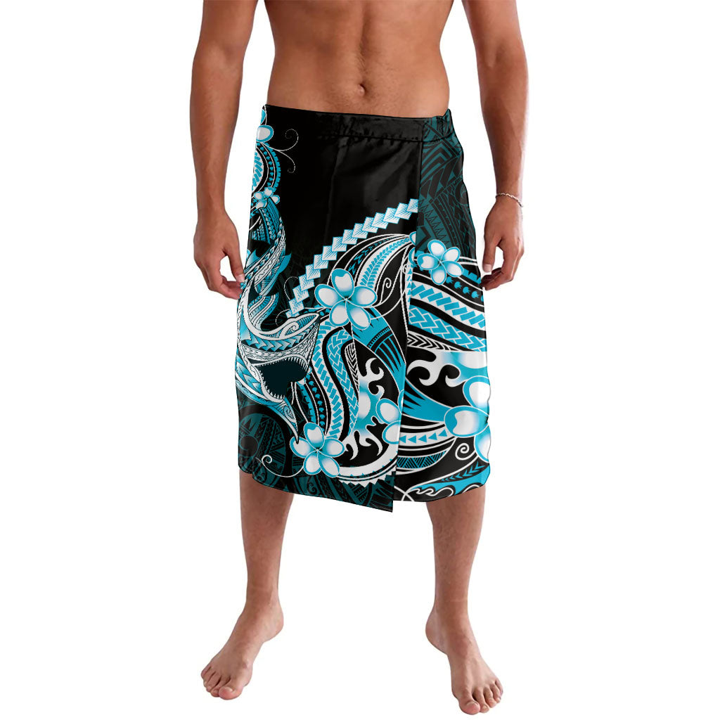 Blue Black Aloha Hawaii Lavalava Polynesian Shark Tattoo Plumeria