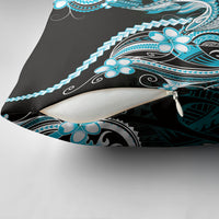 Blue Black Aloha Hawaii Pillow Cover Polynesian Shark Tattoo Plumeria