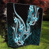 Blue Black Aloha Hawaii Quilt Polynesian Shark Tattoo Plumeria