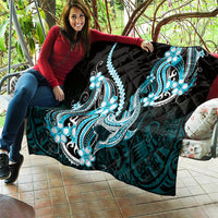 Blue Black Aloha Hawaii Quilt Polynesian Shark Tattoo Plumeria