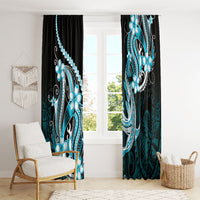 Blue Black Aloha Hawaii Window Curtain Polynesian Shark Tattoo Plumeria