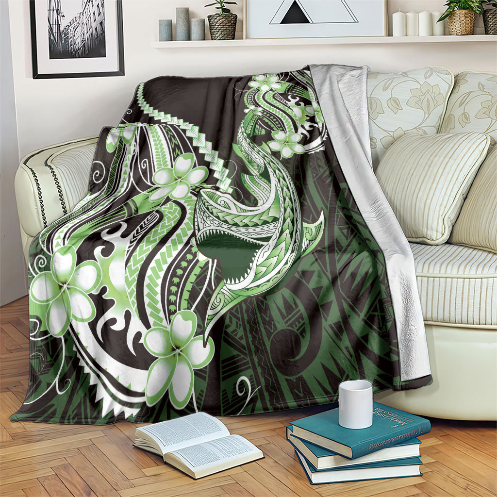 Green Black Aloha Hawaii Blanket Polynesian Shark Tattoo Plumeria LT14 Green - Polynesian Pride