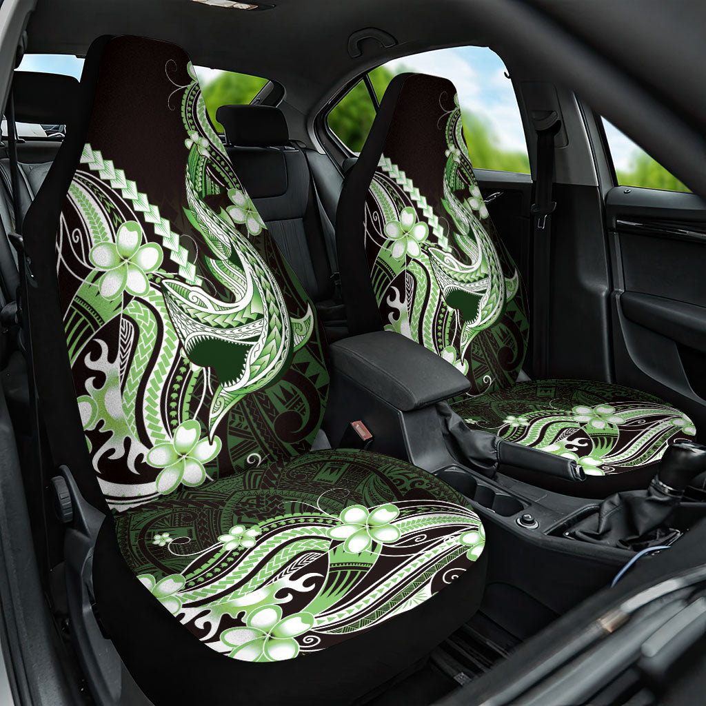 Green Black Aloha Hawaii Car Seat Cover Polynesian Shark Tattoo Plumeria