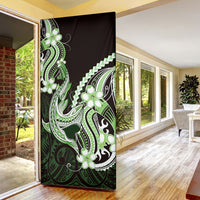 Green Black Aloha Hawaii Door Cover Polynesian Shark Tattoo Plumeria
