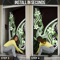 Green Black Aloha Hawaii Door Cover Polynesian Shark Tattoo Plumeria