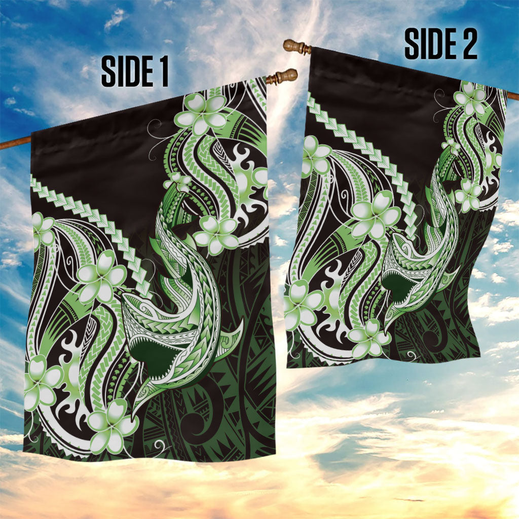 Green Black Aloha Hawaii Garden Flag Polynesian Shark Tattoo Plumeria