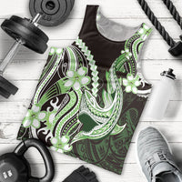 Green Black Aloha Hawaii Men Tank Top Polynesian Shark Tattoo Plumeria