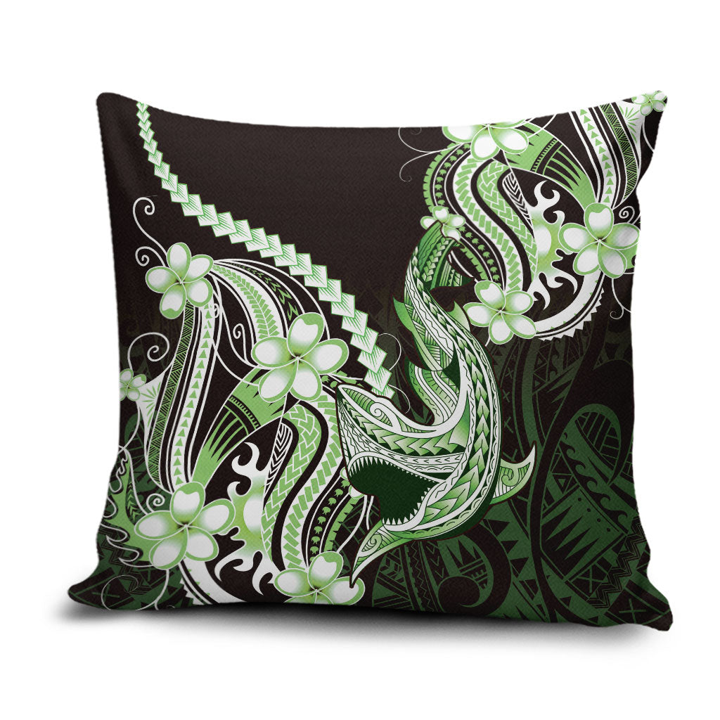 Green Black Aloha Hawaii Pillow Cover Polynesian Shark Tattoo Plumeria LT14 Green - Polynesian Pride