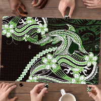 Green Black Aloha Hawaii Puzzle Polynesian Shark Tattoo Plumeria