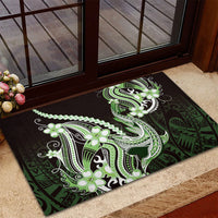 Green Black Aloha Hawaii Rubber Doormat Polynesian Shark Tattoo Plumeria