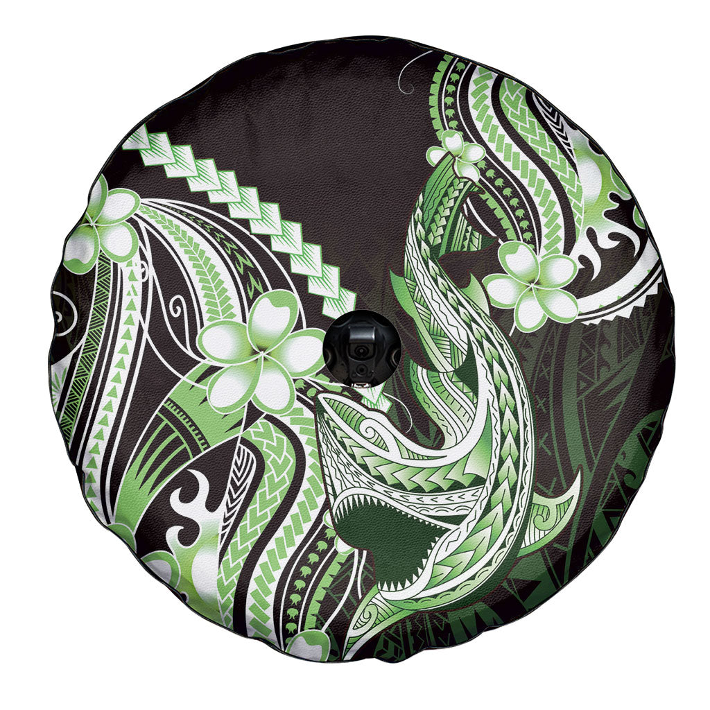 Green Black Aloha Hawaii Spare Tire Cover Polynesian Shark Tattoo Plumeria