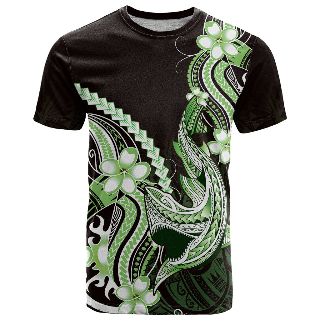 Green Black Aloha Hawaii T Shirt Polynesian Shark Tattoo Plumeria LT14 Green - Polynesian Pride