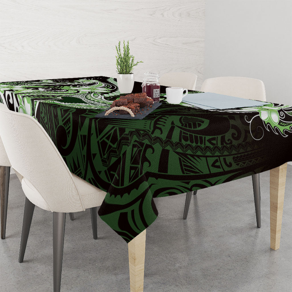 Green Black Aloha Hawaii Tablecloth Polynesian Shark Tattoo Plumeria