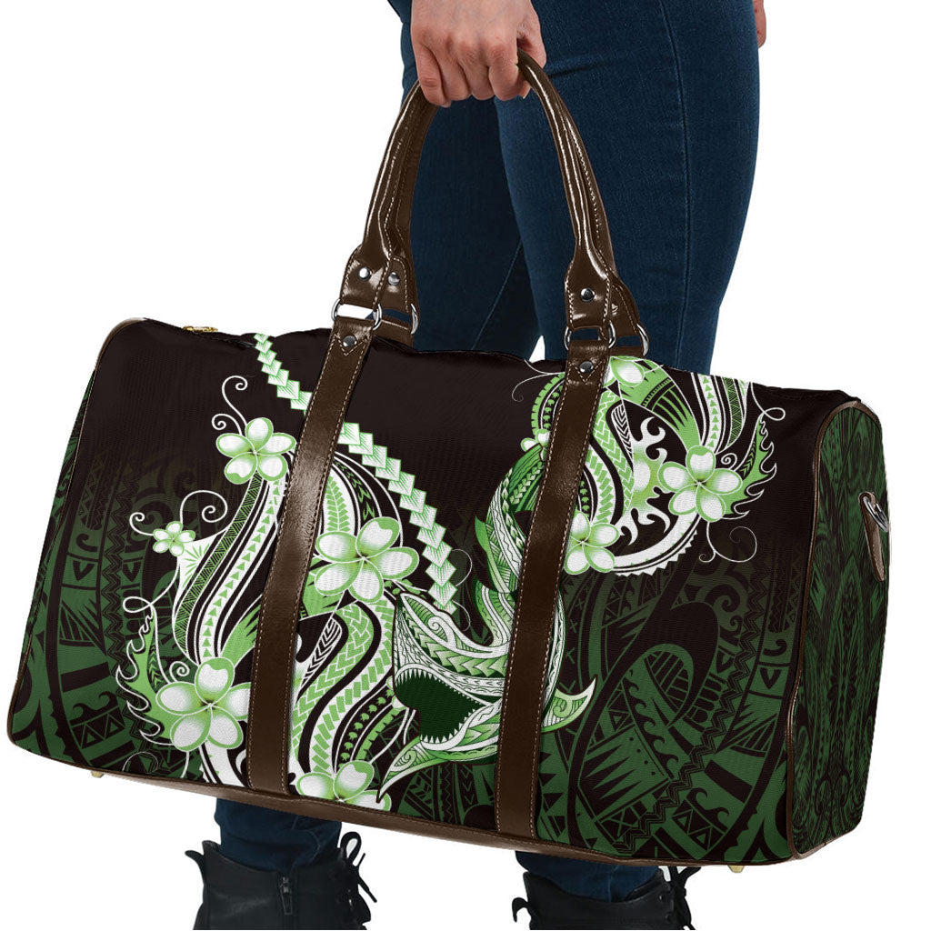 Green Black Aloha Hawaii Travel Bag Polynesian Shark Tattoo Plumeria