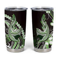 Green Black Aloha Hawaii Tumbler Cup Polynesian Shark Tattoo Plumeria