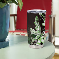 Green Black Aloha Hawaii Tumbler Cup Polynesian Shark Tattoo Plumeria
