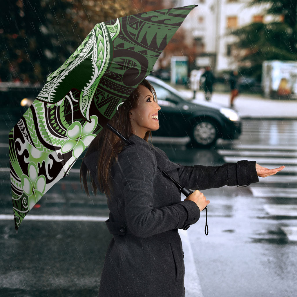 Green Black Aloha Hawaii Umbrella Polynesian Shark Tattoo Plumeria