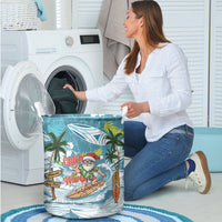 Hawaii Summer Christmas Laundry Basket Surfing Santa Shaka Catch The Wave