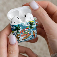 Hawaii Summer Christmas AirPods Case Surfing Santa Shaka Catch The Wave