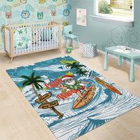 Hawaii Summer Christmas Area Rug Surfing Santa Shaka Catch The Wave