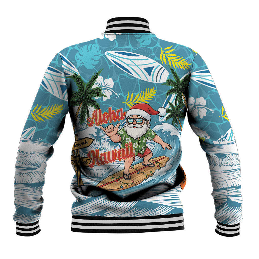 Hawaii Summer Christmas Baseball Jacket Surfing Santa Shaka Catch The Wave