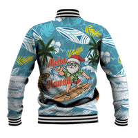 Hawaii Summer Christmas Baseball Jacket Surfing Santa Shaka Catch The Wave