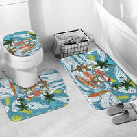 Hawaii Summer Christmas Bathroom Set Surfing Santa Shaka Catch The Wave