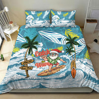Hawaii Summer Christmas Bedding Set Surfing Santa Shaka Catch The Wave