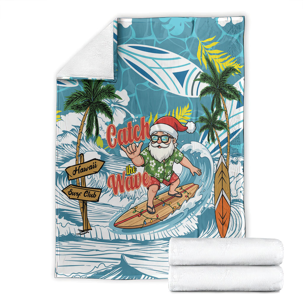Hawaii Summer Christmas Blanket Surfing Santa Shaka Catch The Wave