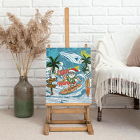 Hawaii Summer Christmas Canvas Wall Art Surfing Santa Shaka Catch The Wave