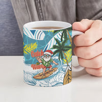 Hawaii Summer Christmas Ceramic Mug Surfing Santa Shaka Catch The Wave