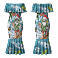 Hawaii Summer Christmas Couples Matching Mermaid Dress and Long Sleeve Button Shirt Surfing Santa Shaka Catch The Wave LT14 - Polynesian Pride