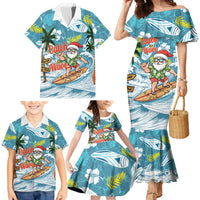 Hawaii Summer Christmas Family Matching Mermaid Dress and Hawaiian Shirt Surfing Santa Shaka Catch The Wave