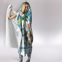 Hawaii Summer Christmas Hooded Blanket Surfing Santa Shaka Catch The Wave