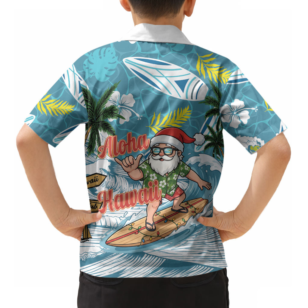 Hawaii Summer Christmas Kid Hawaiian Shirt Surfing Santa Shaka Catch The Wave LT14 - Polynesian Pride