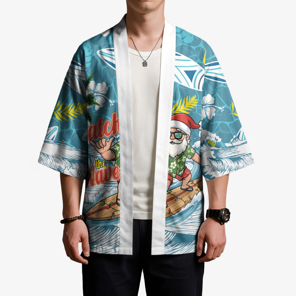 Hawaii Summer Christmas Kimono Surfing Santa Shaka Catch The Wave