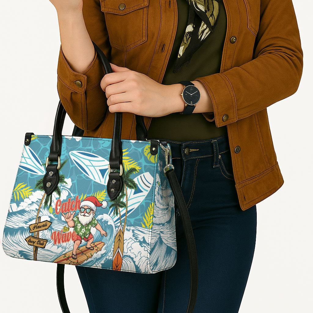 Hawaii Summer Christmas Leather Bag Surfing Santa Shaka Catch The Wave