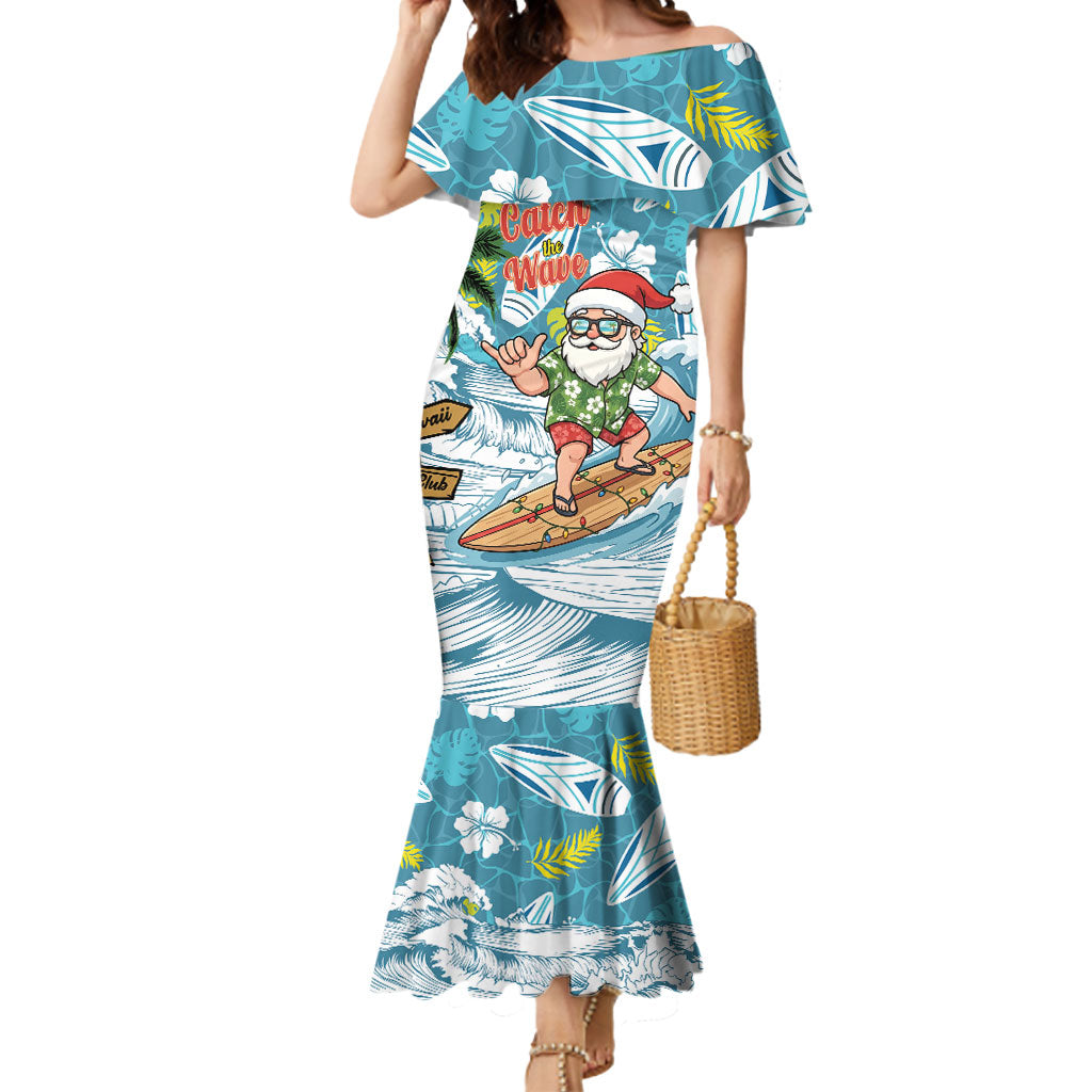 Hawaii Summer Christmas Mermaid Dress Surfing Santa Shaka Catch The Wave